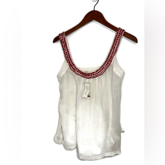 NWT Banana Republic white strapped camisole top, red beaded detailing,size Small - Picture 6 of 14